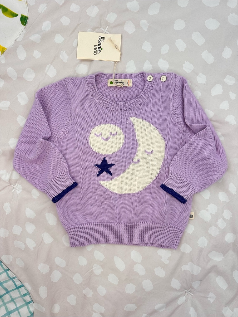 The Bonnie Mob Purple Moon & Star Jumper Size 12-18 Months NWT